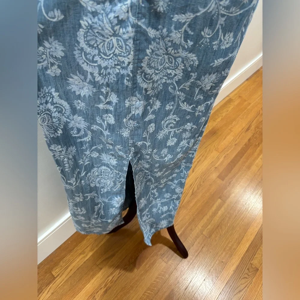 425. Free People Light Blue Floral Print Front-Slit And Open-Back Dress - Picture 5 of 7